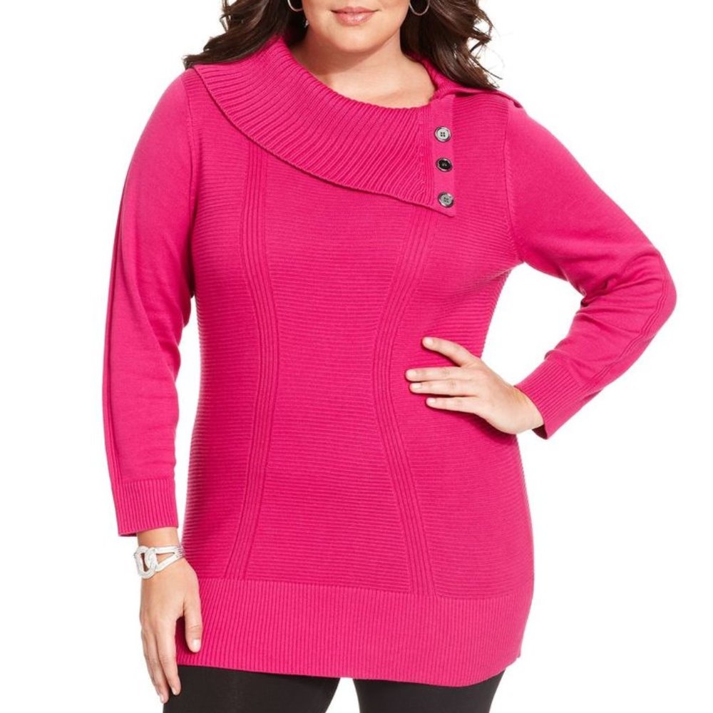 Style & Co Magenta Tunic Sweater - Picture 3 of 3